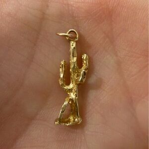 Solid gold cactus charm